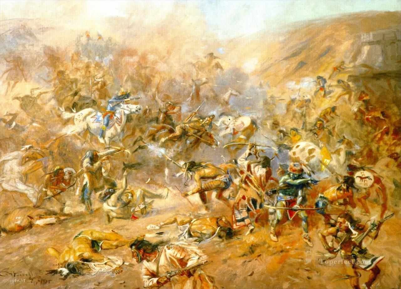 battle of belly river 1905 Charles Marion Russell Oil Paintings
